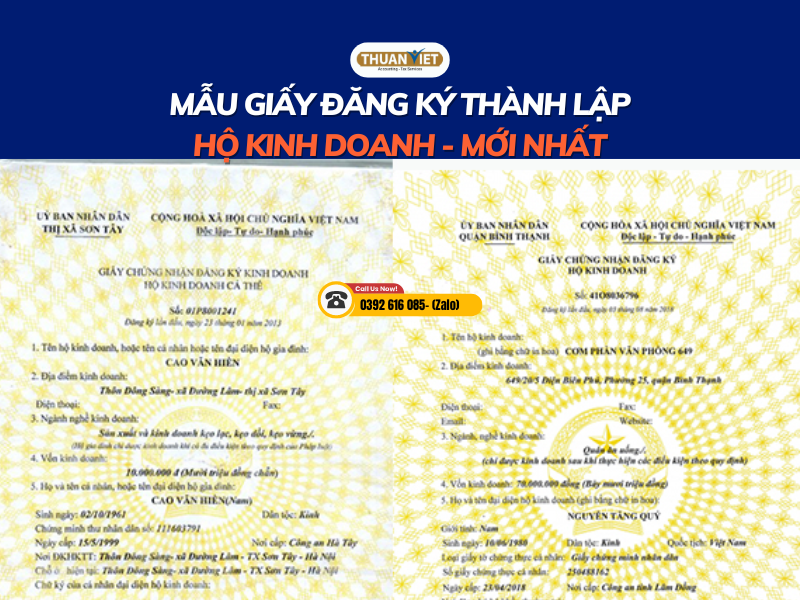 Mẫu giấy đăng ký hộ kinh doanh mới nhất